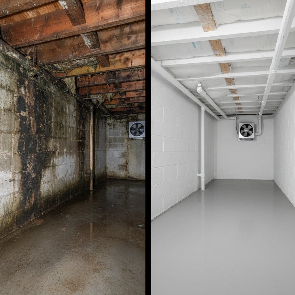 Mold Removal & Remediation restoration — crawl space of multi-family property in Wyckoff, NJ