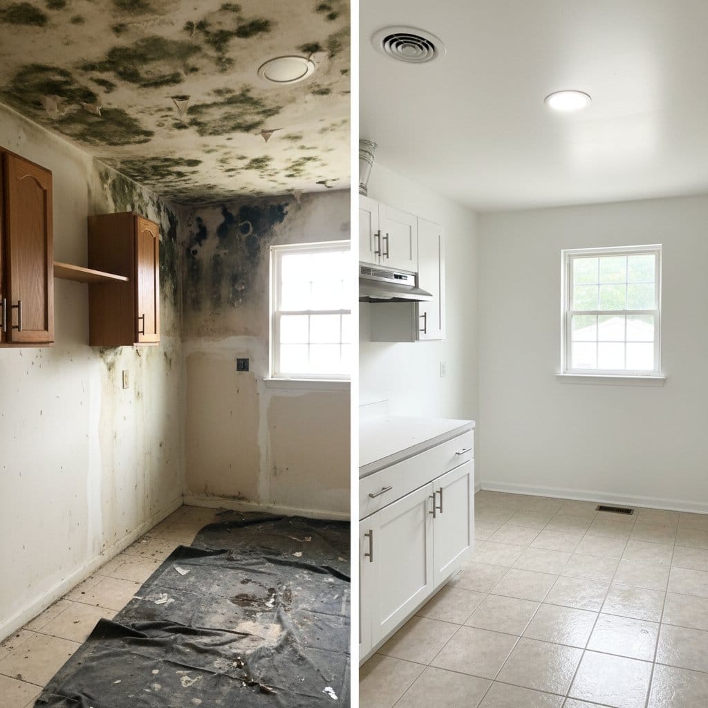 Basement & Foundation Mold Removal restoration β home kitchen of two-story residence in Wyckoff, NJ